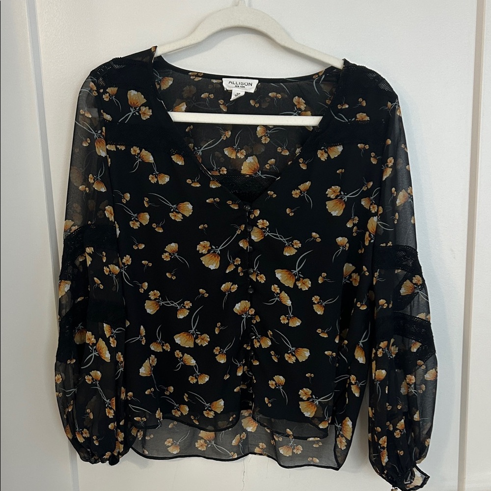 Allison Black Floral Chiffon Blouse